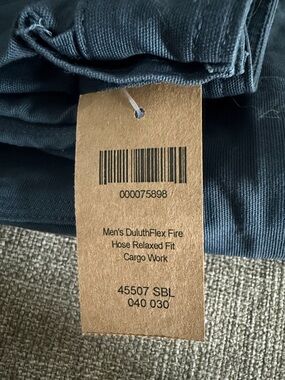 Duluth Mens 40x30 Flex Fire Hose Relaxed Fit Carpenter Cargo Pants Gray NWT